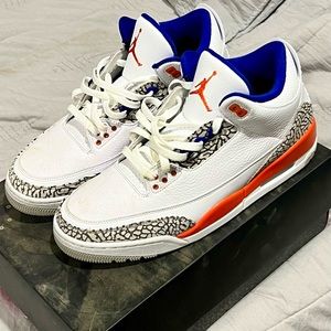 Nike Air Jordan 3 Retro Men’s Size 12. White/Old Royal- Univ Orange.
